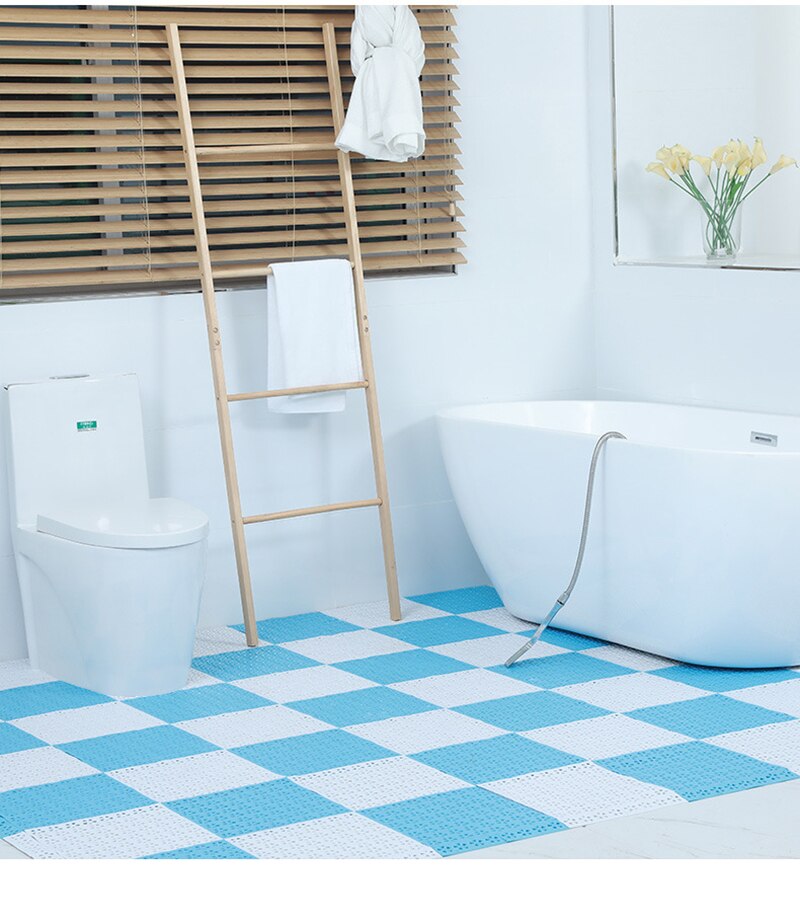1Pcs PVC Non-Slip Tile Splicing Waterproof Mat with Massage Drain Holes Pool Shower Bath Kitchen Anti Slip Cushion Floor Mats