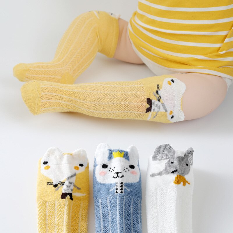 Chaussettes d'été en maille, 3 paires/lot, pour bébés filles, chaussettes en maille, animaux, moustiquaire, Long Tube, pour enfants 0-3 ans: Style D / 1-3Y