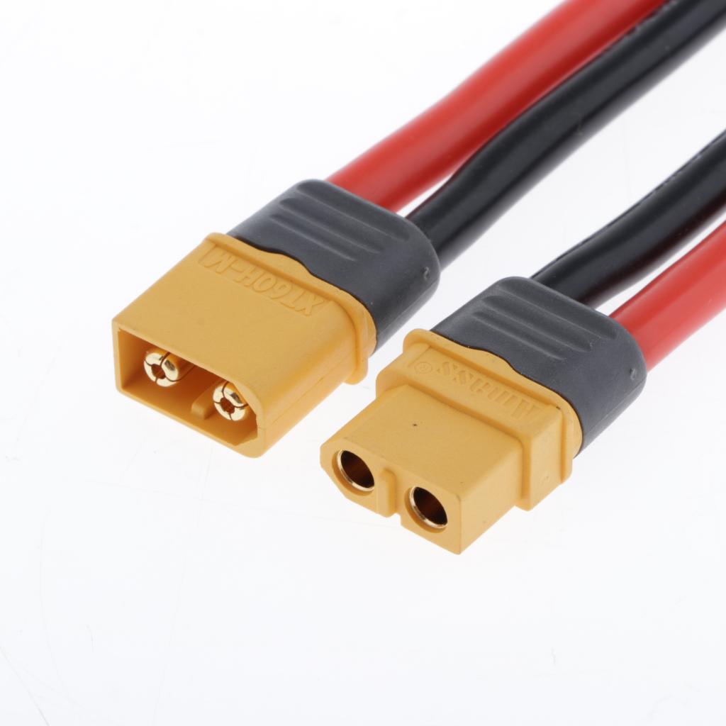 2 pacotes rc carregador 100mm xt60 plug macho fêmea cabo de extensão fio 10awg