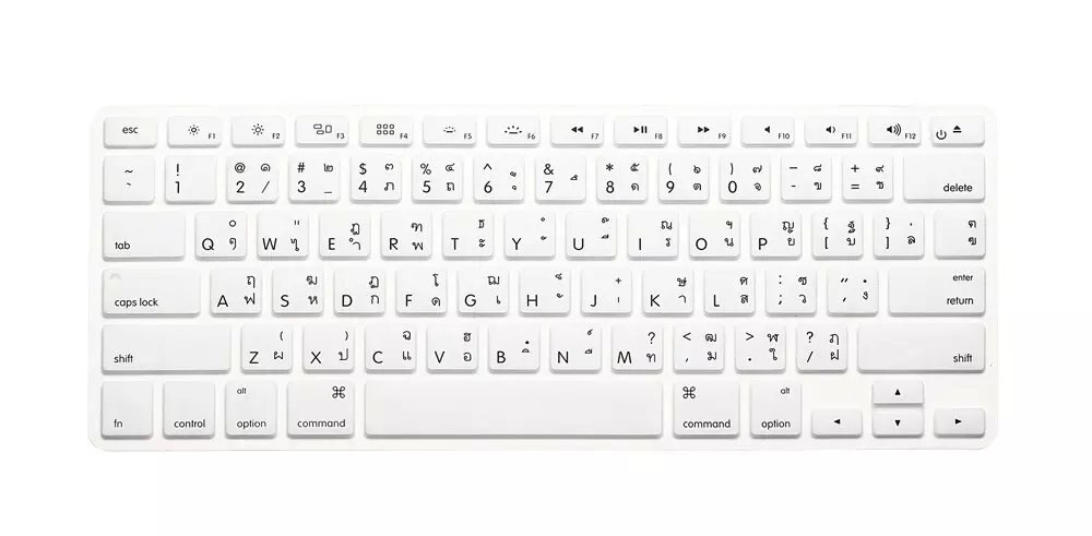 Thai us keyboard cover skin til macbook air 13 15 pro retina 13.3 15.4 thailand keyboard protector til apple mac book keyboard: Hvid