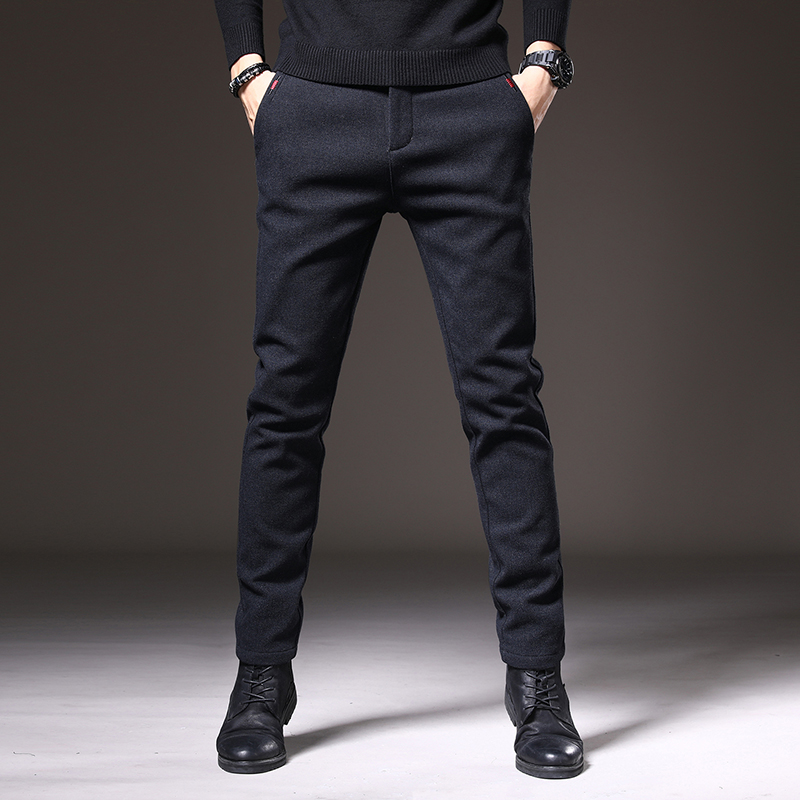 Herfst En Winter Casual Heren Broek Slim Fit Comfortabele Taille Strakke Mouw Mode Veelzijdige Broek: 36 / Blauw
