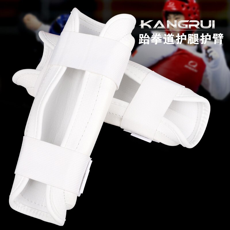 1 par Adulto kangrui masculinos crianças do sexo feminino couro PU Karate Taekwondo WTF Aprovar braço guardas guardas protetor de perna