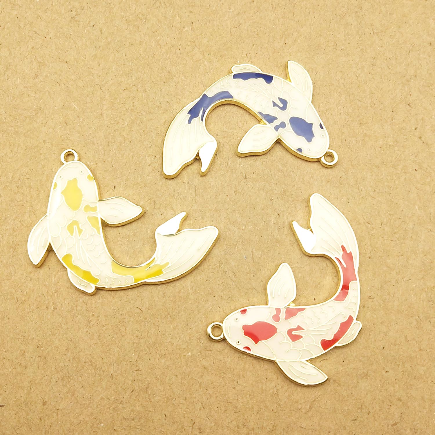 10pcs 34x37mm enamel fish charm for jewelry making earring pendant bracelet necklace charms