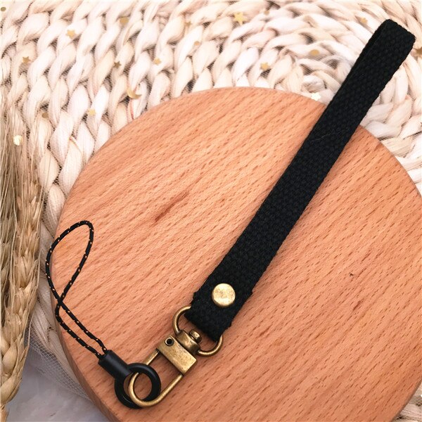 Moda unissex multi chaveiro tecido de lona webbing casual alça do telefone móvel para cartão de identificação chave pulseira usb crachá titular alça de pulso: black