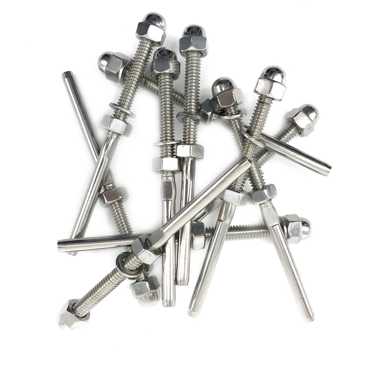 10 pcs Stainless Steel Cable Railing End Fitting Terminal - Stud End Fitting- Right Hand Swage- 1/8 INCH Cable - Hand