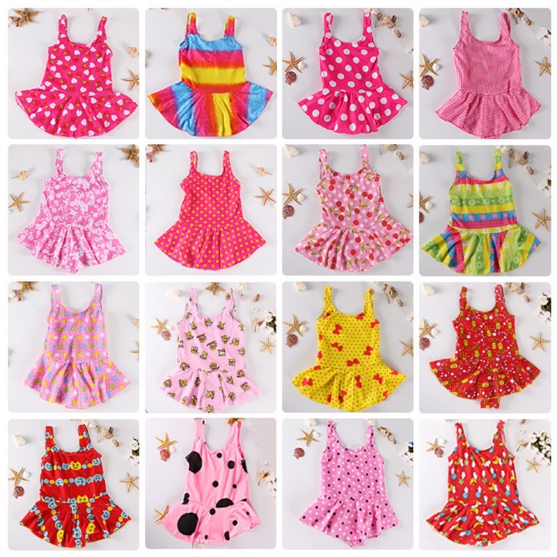 One Piece Colorful Girls Swimsuit Floral Print Swimwear Dress Sunsuit Summer Beachwear Outfit /: Size 70