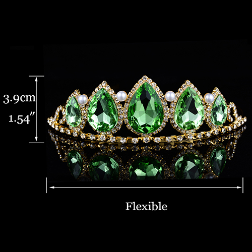 Couronne de princesse de reine pour femmes et filles, coiffure verte, rouge, cristal or, grand diadème, accessoires de coiffure de mariée, mariage: 4