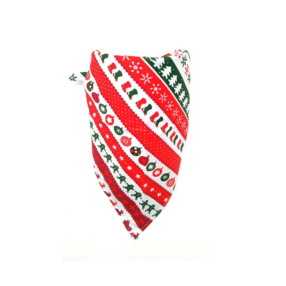 Slakkenhuis huisdier kat hond bandana slabbetjes kerst bedrukte sjaal halsband huisdier halsdoek kat puppy speeksel handdoek honden driehoekige handdoek: Kerststreep / 64cm