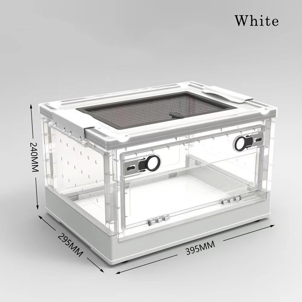 Reptile Terrarium Detachable Feeding Box Pet Breeding Tank Eco-Friendly Pet Breeding Cage Foldable Rearing Box For Lizard Geck: White