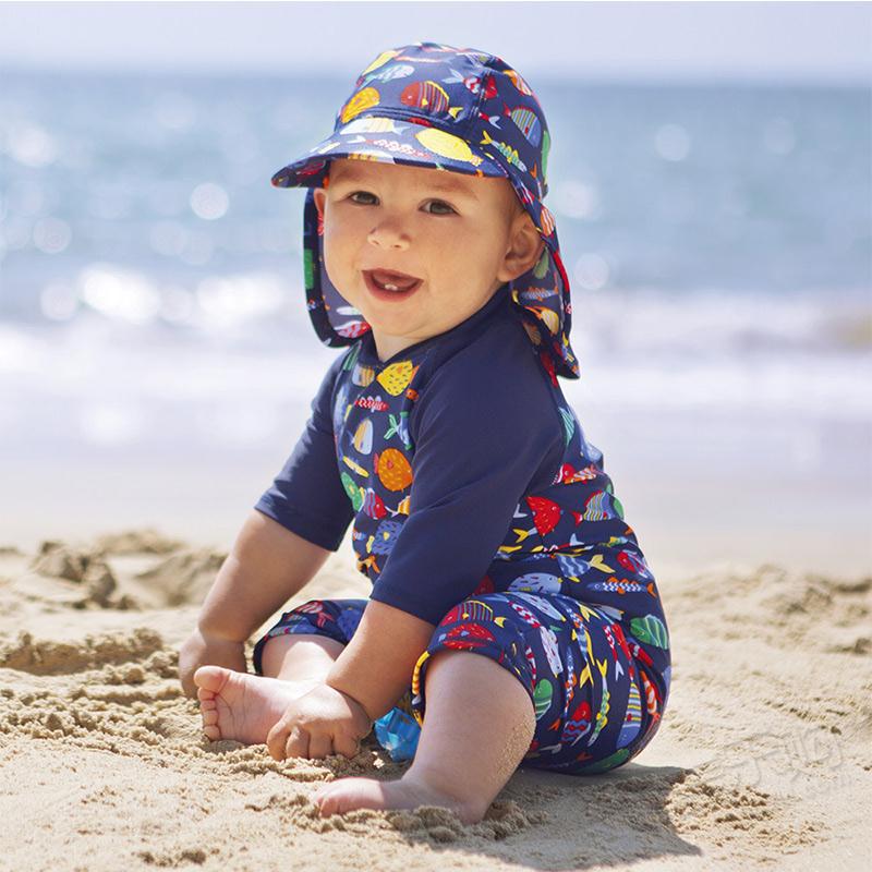 Traje de baño de una pieza para bebé de 18m y 24 m, traje de baño de verano para bebé con motivo de peces