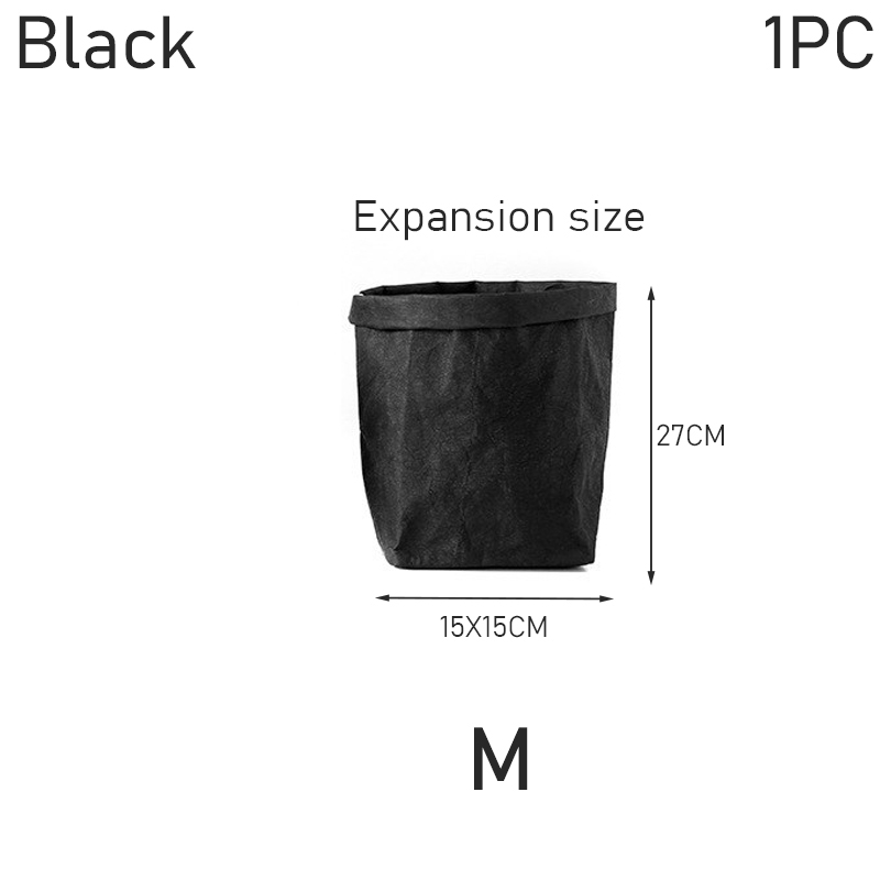 Washable Kraft Paper Refrigerator Storage Bag Desktop Organizer Office Kitchen Wardrobe Stationery Storage Pot Cover Storage Bag: green