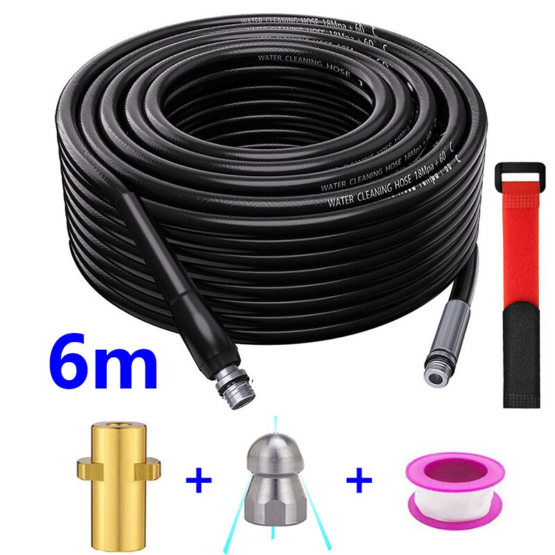 Manguera de alta presión para karcher K2K3 K4 K5 K7 con boquilla de chorro, drenaje de alcantarillado, limpieza de agua,desatascos alta presion tuberias,boquilla de limpieza limpia tuberias,boquilla macho alcantarilla: For Karcher 6M