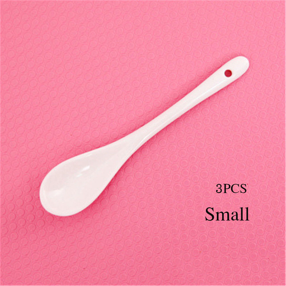 Cucharas de porcelana a la para cocina, Mini cuchara de cerámica para té, café, azúcar, postre, blanco puro para helado, grande y pequeño: Small  3PCS