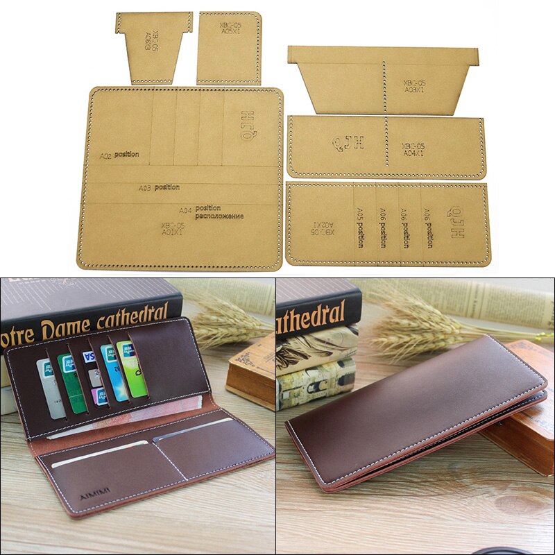 9*10cm Mens Wallet Making Kraft Paper Template DIY Leather Purse Pattern Handmade DIY Cardboard Sewing Stencil Tool Supplies