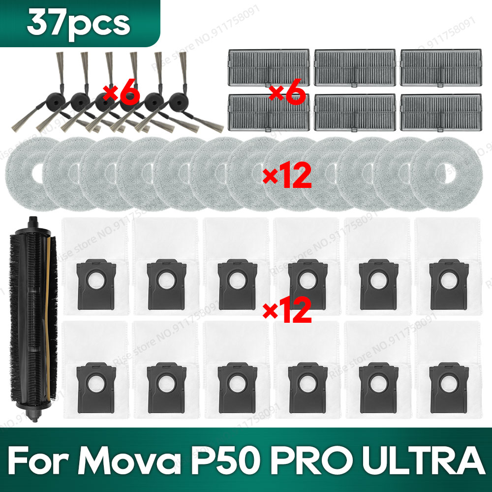 Compatibile con Mova P50 pro ultra, Mova P10 pro ultra, MOVA P10 ultra Accessori Tricut spazzola Filtro Hepa Mocio Sacchetto per la polvere in tessuto: Di Colore Giallo chiaro