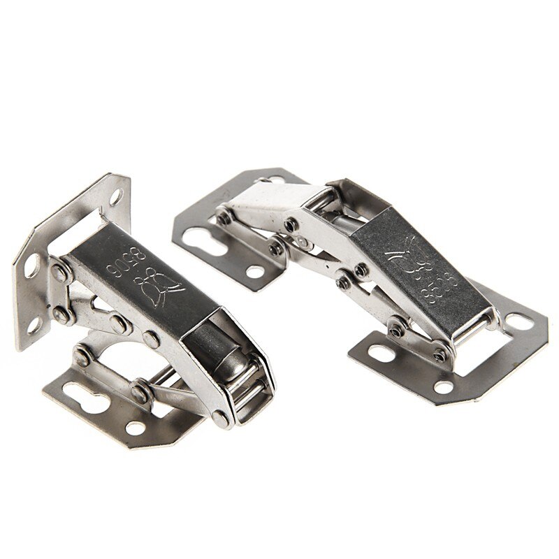2Pcs 90 Degree Easy Mount Concealed Kitchen Cabinet Cupboard Sprung Door Hinges Metal