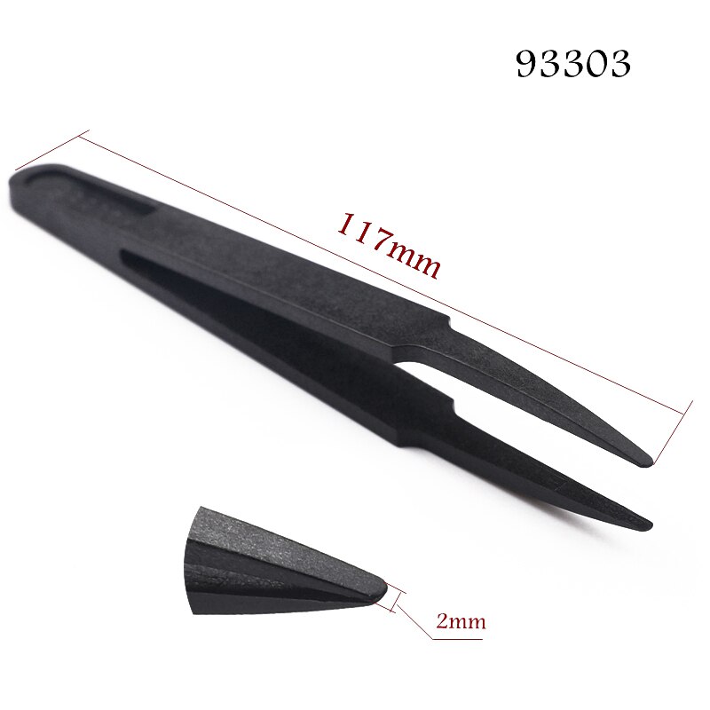 100 stuks/partij elektronica industriële antistatische plastic pincetten antistatische gebogen rechte punt telefoon reparatie handgereedschap