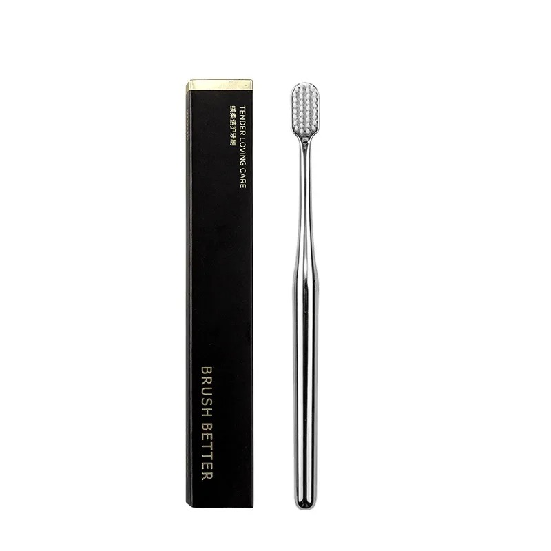 Brosse à dents douce de luxe pour hommes et femmes, brosses dentaires pour adultes, or, argent, indépendant, brosses à dents douces, directe: MULTI