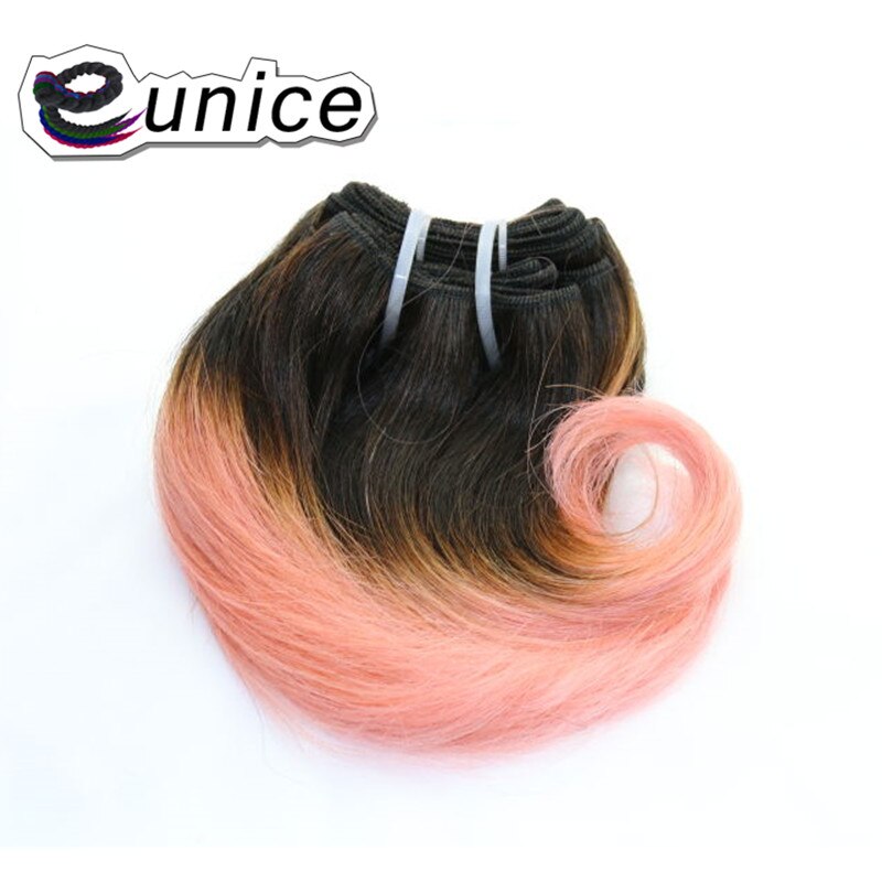Tissage synthétique Body Wave court ombré-Eunice | Mèches de cheveux, 8 pouces 100g 12 couleurs, 4 pièces/lot: Rose