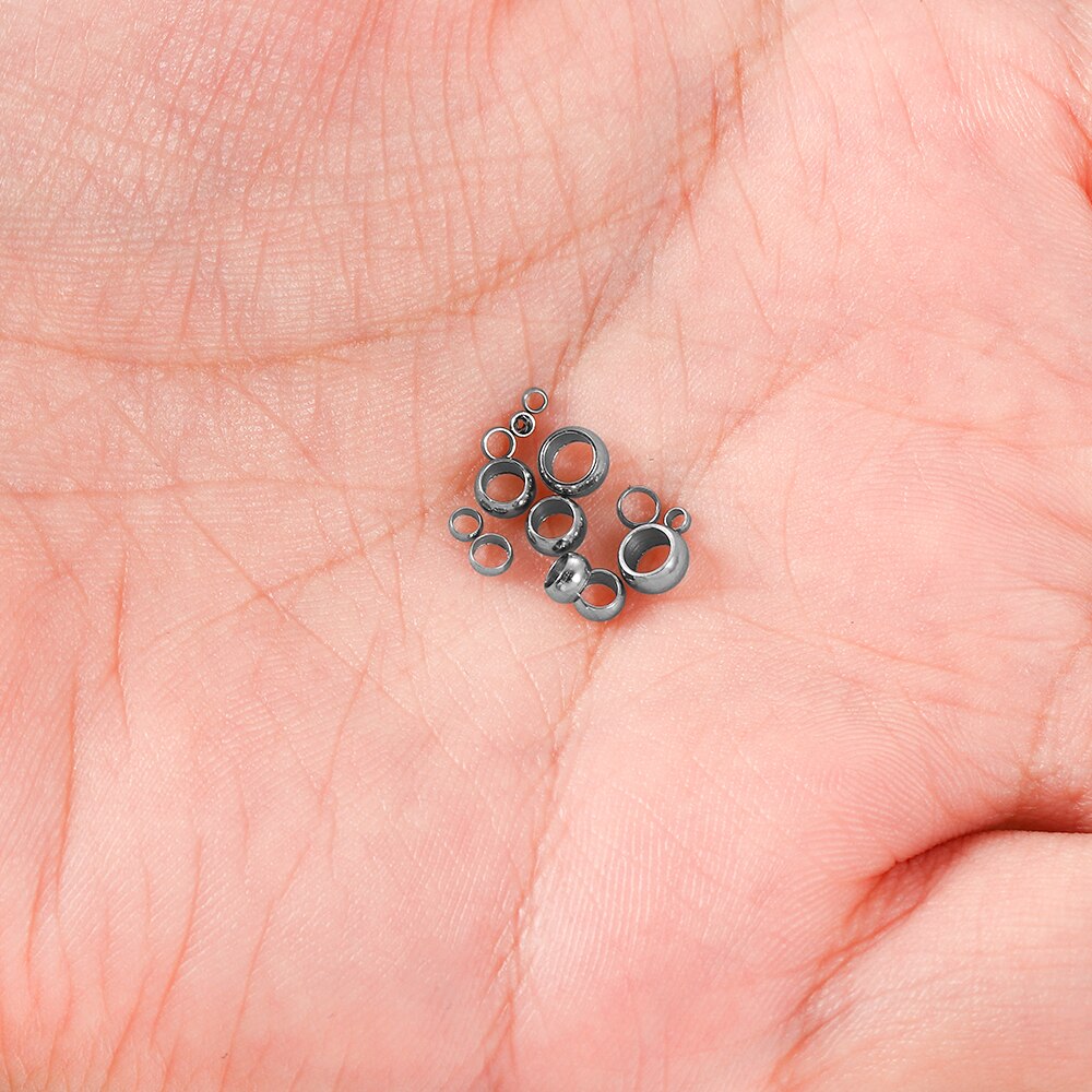 100-120Pcs/lot Stainless steel Round Big Hole Stopper Spacer Crimp Bead Wire Connector For DIY Jewelry Making Accessory Supplies