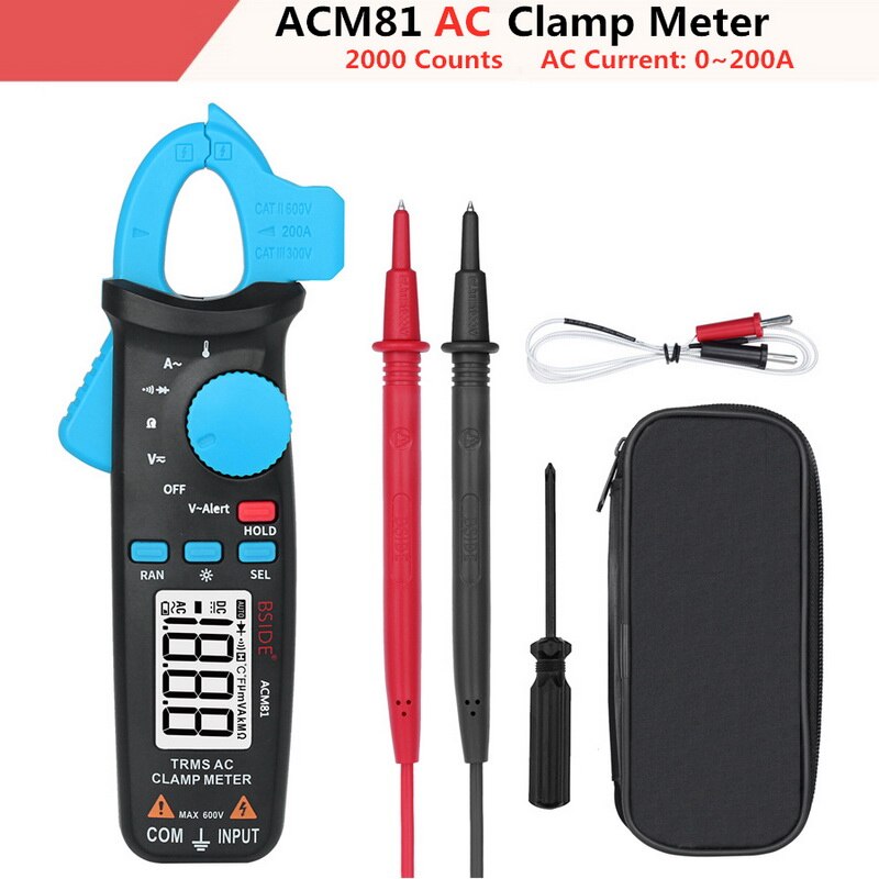 Voltage Clamp Meter Pocket Digital Clamp Meter Multimeter ACM91 DC AC Current Accurate 1mA Ammeter Temp Tester: 1
