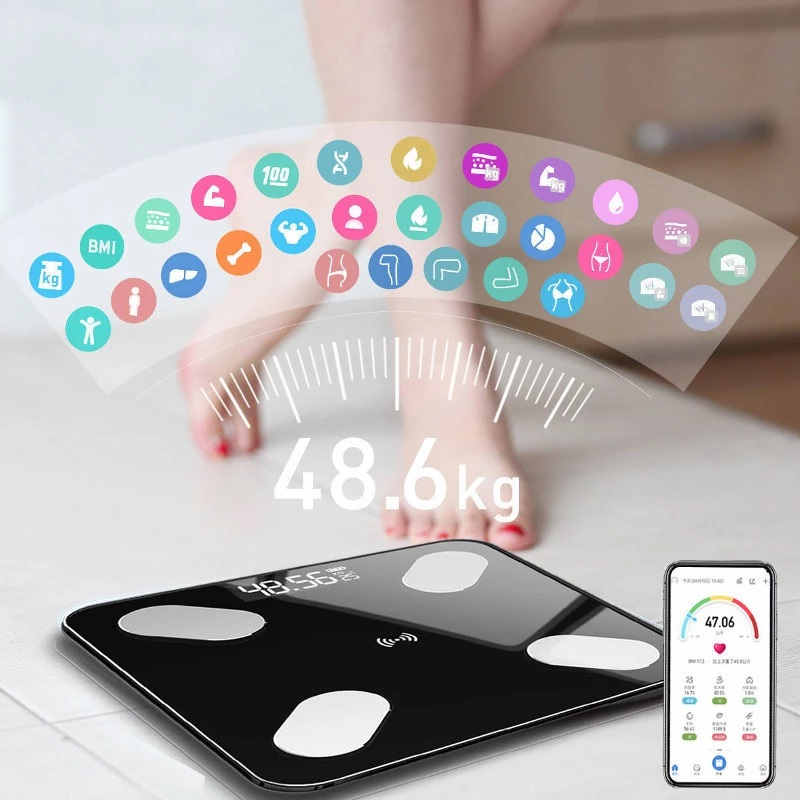 Bluetooth Electronic Scale Body Fat Scale Weight Scales Weighing For Body Digital Weight Scales Toughened Glass LCD Display