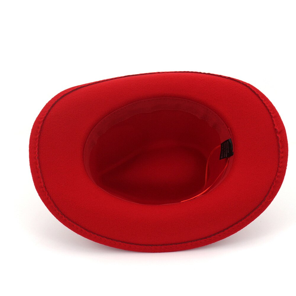 Unisex Men Women Wool Western Cowboy Hat With Punk Belt Outdoor Travel Sombrero Hombre Hat Size 56-58CM