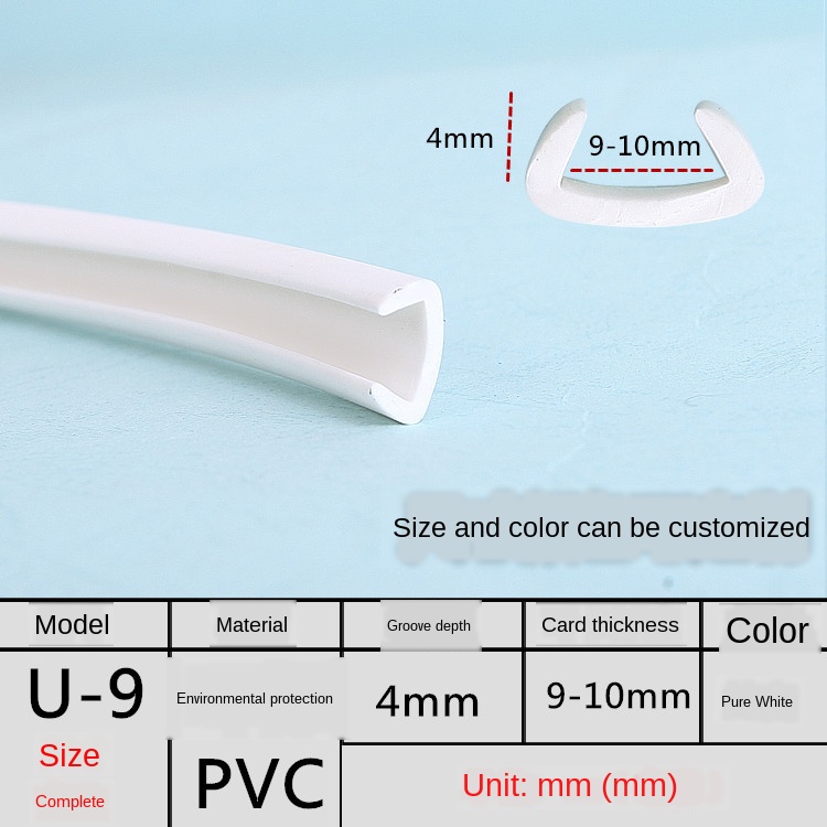 Banda en U para bordes de muebles, banda de borde de PVC suave de 3MM, 5MM, 9MM, 10MM, 12MM, 14MM, 16MM, 18MM-50MM, blanco, Beige, gris, Negro, Rojo: U9 white / 10M