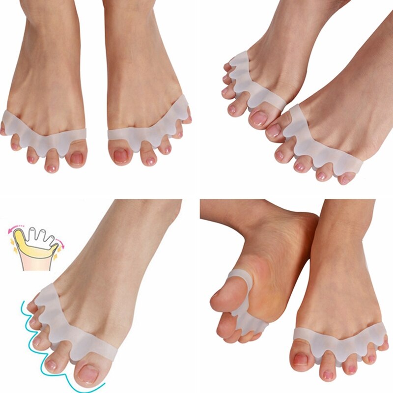 5 Holes Silicone Pedicure Foot Care Pedicure Tool for Legs Finger Toe Separator Divider Thumb Bunion Hallux Valgus Protector