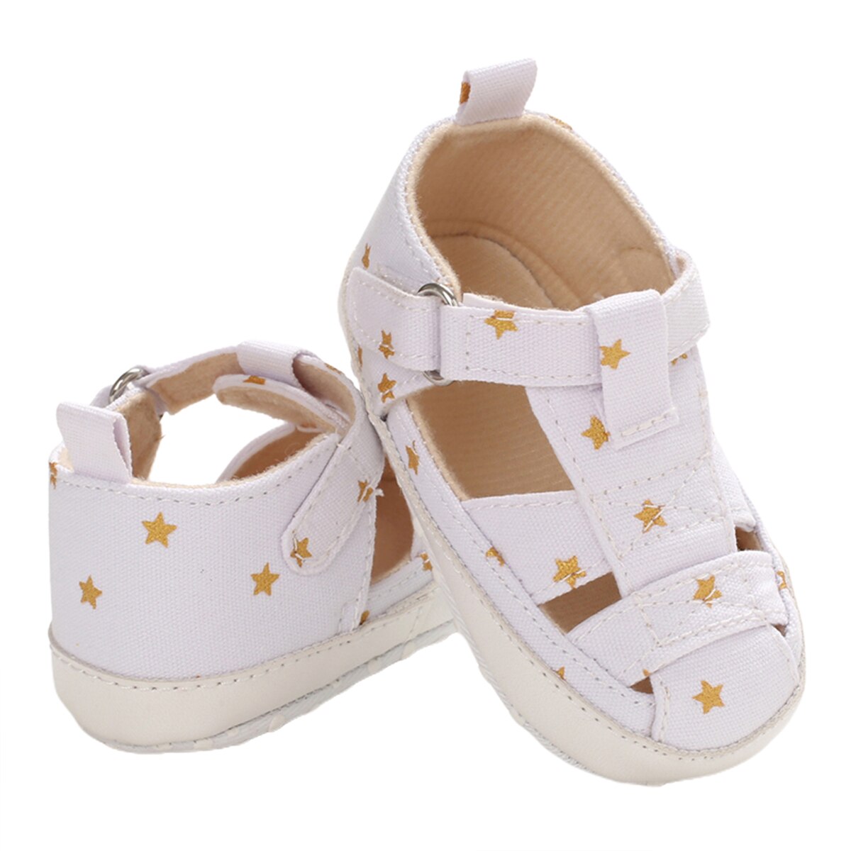 Zomer baby jongens sandalen baby ster patroon bedekt tenen zachte zool schoenen peuters binnen antislip prewalker