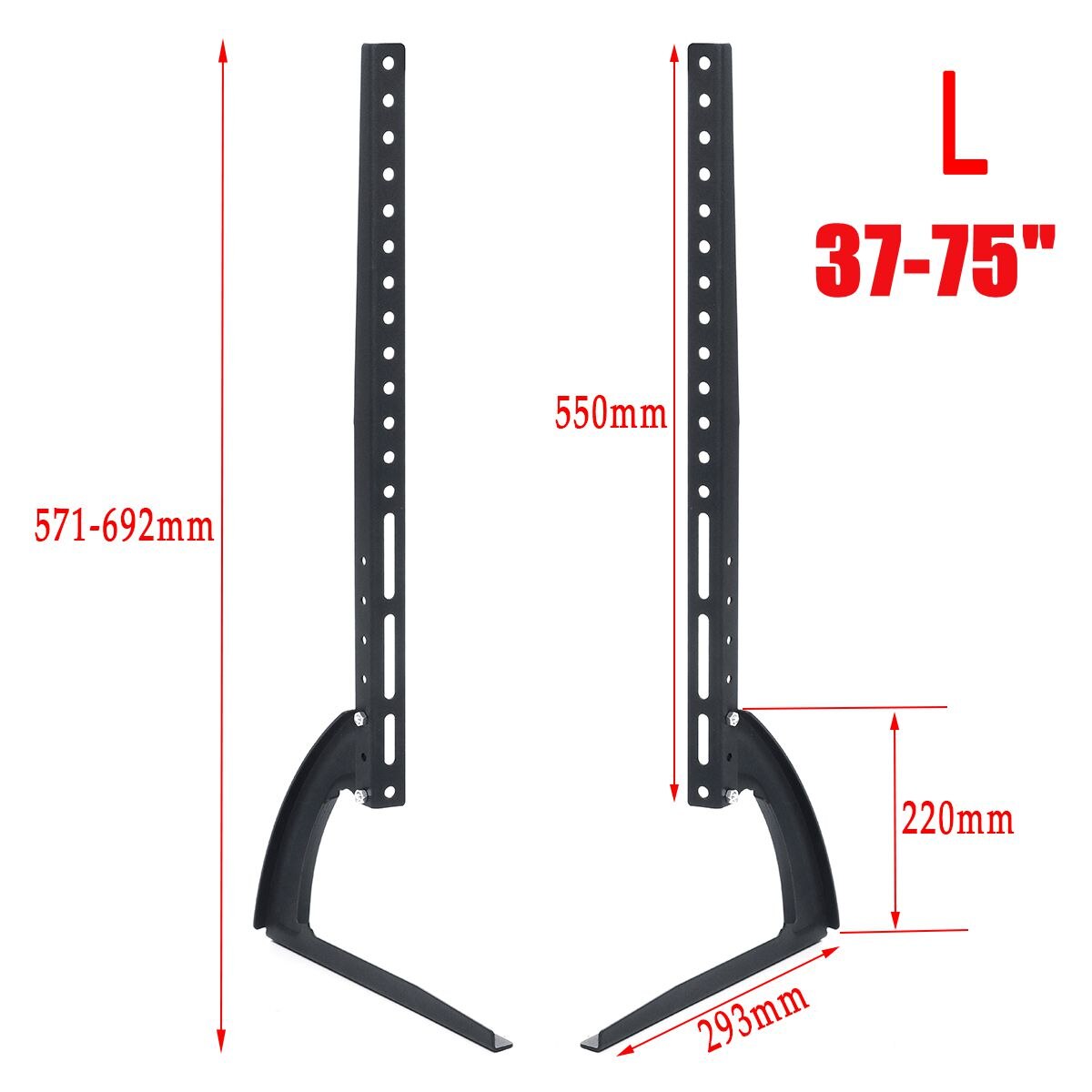 26-75inch Universal TV Stand Base Plasma LCD Flat Screen Table Top Pedestal Mount Height Adjustable Black Load Up to 45KG