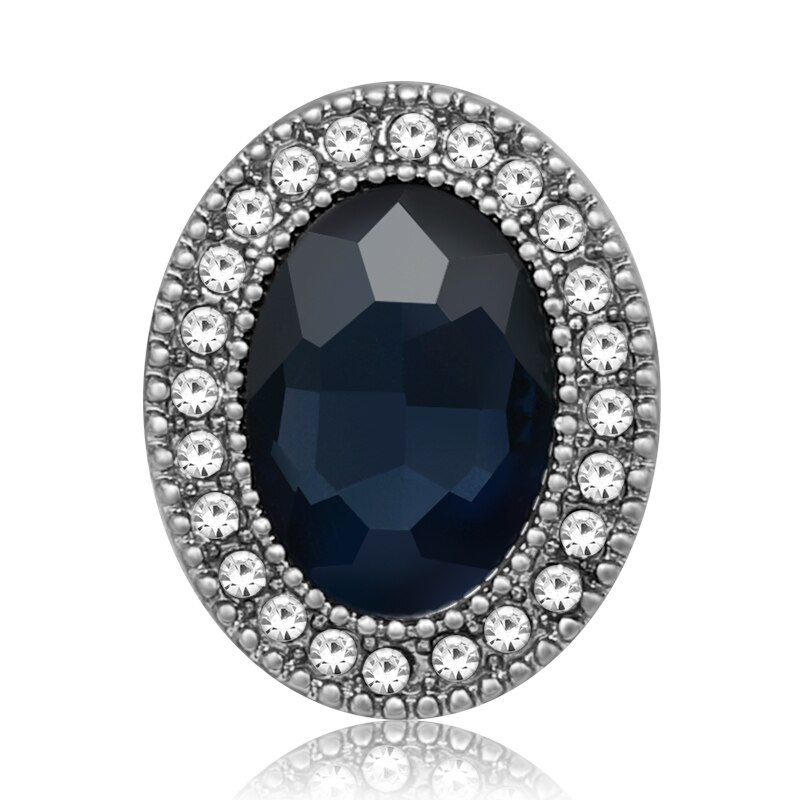 Mooie strass ovaal 20mm drukknopen passen op 18mm drukknopen armband drukknopen sieraden: Kz3438- marineblauw