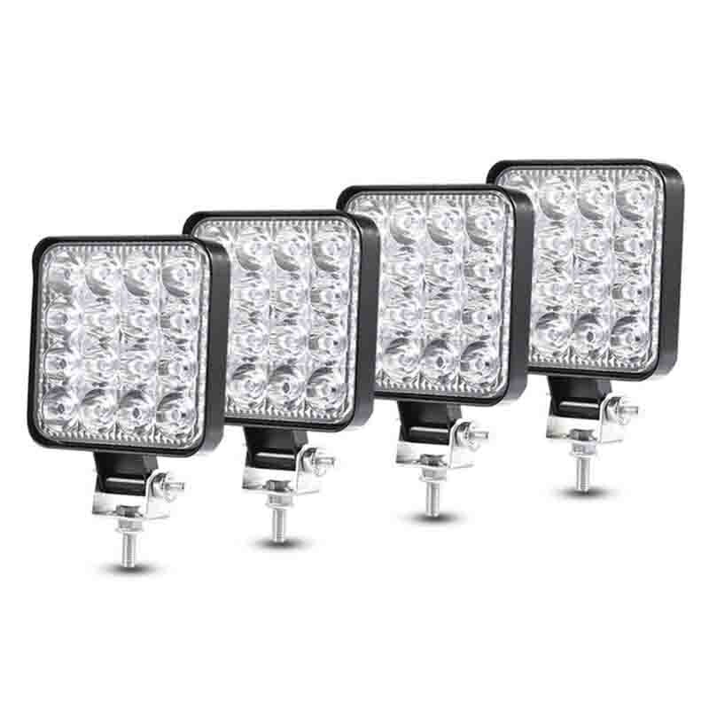 16 led 48w led arbeidslys bar firkantet spotlight 12v 24v offroad led lys bar tåkelys for jeep båt / suv / lastebil tilbehør: 4 stk