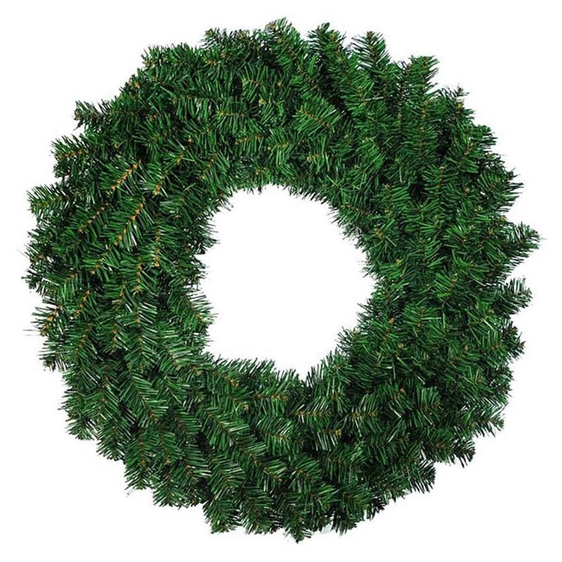 1 st grön konstgjord furukrans för ytterdörrsfönster öppen spis juldekoration: Default Title