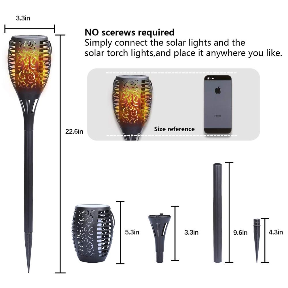Solar Torch Lights Waterproof Dancing Flickering Effect Stake Flame Lantern Outdoor Landscape Decoration Garden Patio Pathway