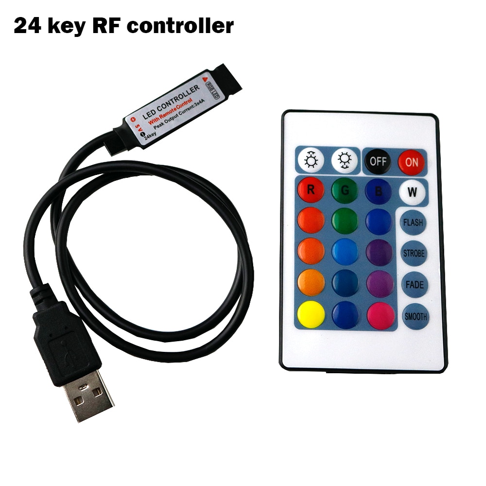 5V USB RGB controlador regulador Led RF Mini control remoto inalámbrico para RGB 3528 5050 WS2812B RGB tira de luces Led 5-24V