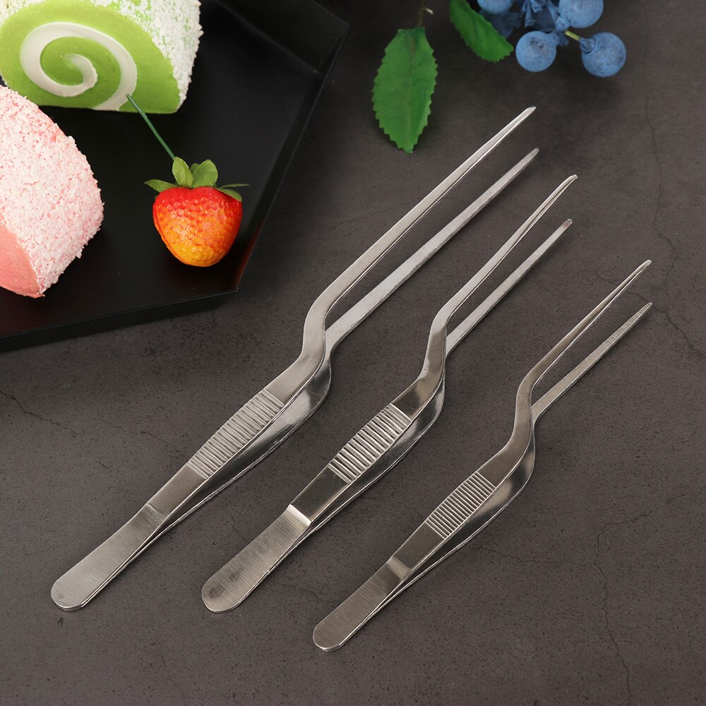1PC Various Sizes Plating Chef Food MiniTweezer BBQ Clip Barbecue Tongs Serving Presentation Stainless Steel Offset Kitchen Tool