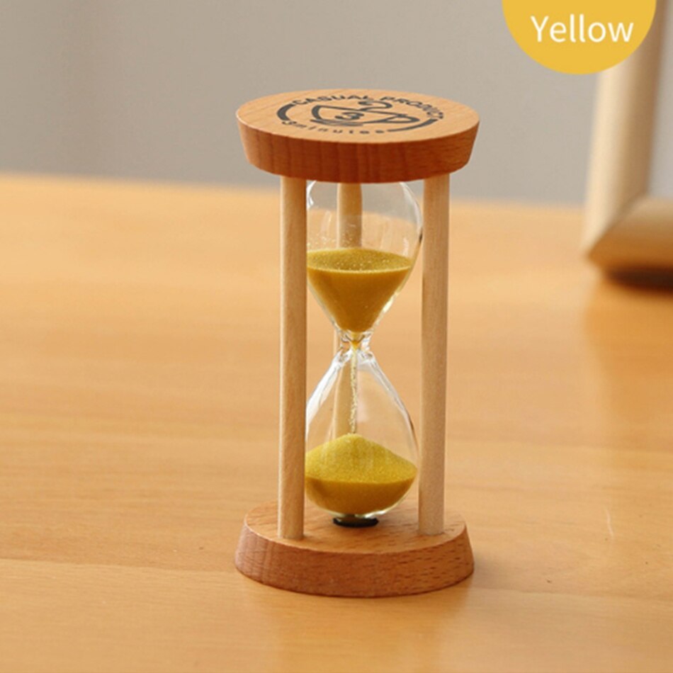Hourglass Sand Timer 3 Minutes Sand Clock Round Watch Glass Wood Timer
