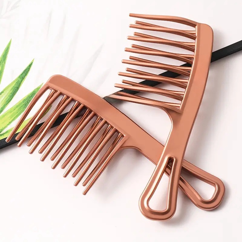 Peigne à dents grandes à Double rangée pour femmes, spécial permanente, bouclé, en plastique, grand peigne de coiffure long et moelleux