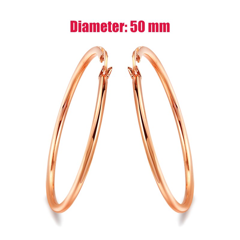 3,0 CM Mittel Kreis Klassische Band Ohrringe Rose Gold Farbe Keine Stein Für Frauen Party Arbeit oben ZYE780: RoseGold Farbe 50mm