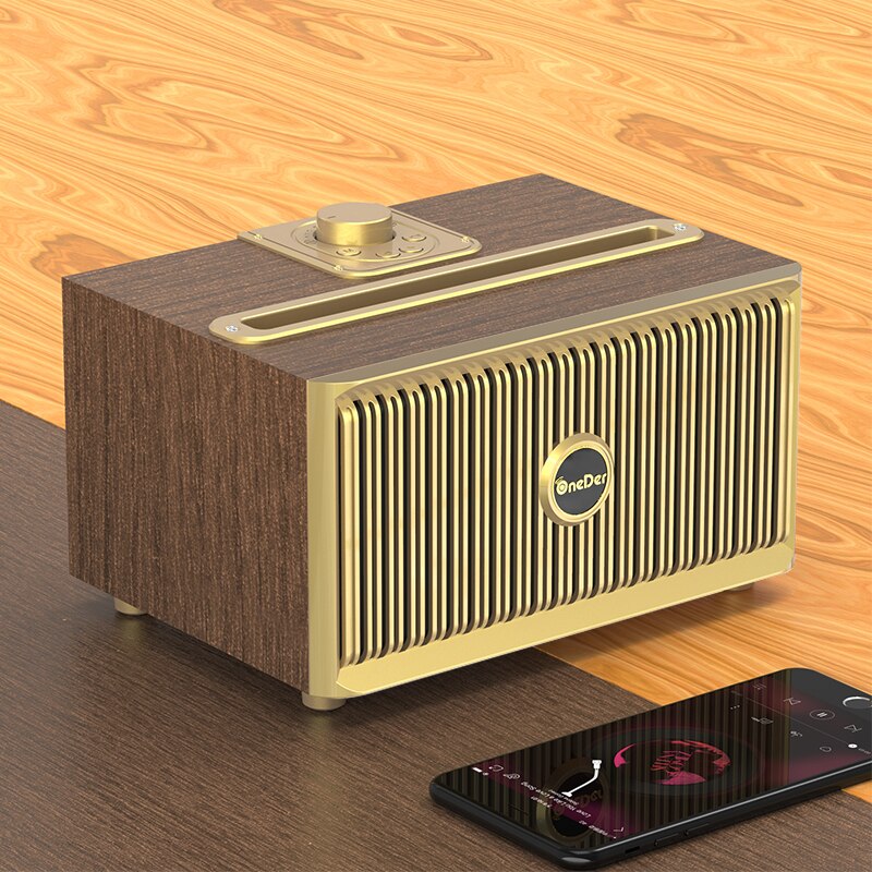 Altavoz inalámbrico con bluetooth para el hogar, altavoz retro clásico de madera, caja de sonido de de sonido súper alta, soporte para muebles de escritorio: V6 dark wood