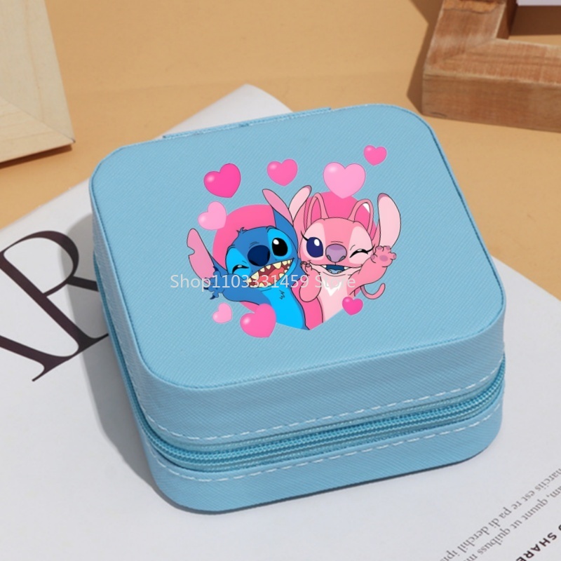 Stitch Draagbare Mini Sieraden Opbergdoos Reisorganisator Sieraden Case Sieraden Organizer Display Opslag Oorbellen Houder Case: Black