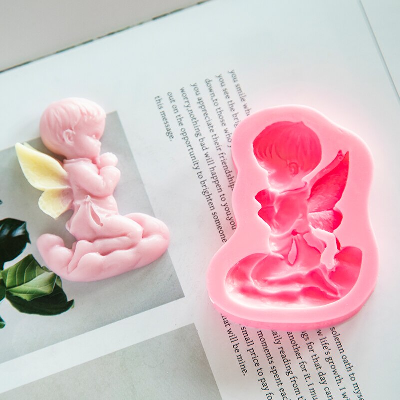 3d bedjande änglar silikonform handgjord diy tvål silikonform choklad tårta form tårta dekorationsverktyg bröllop dekor tvål form