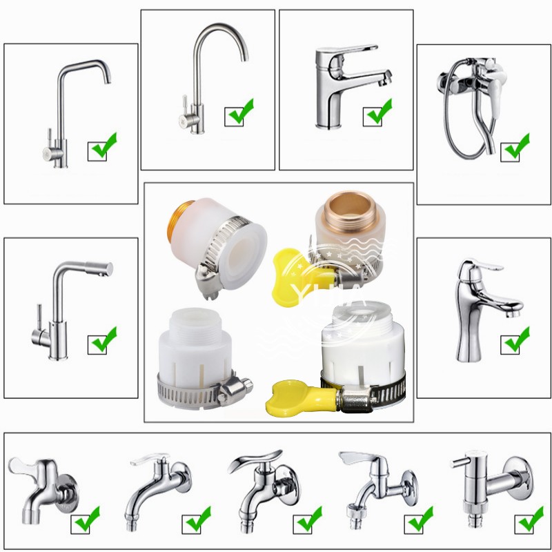 Universal Joint Faucet Garden Adapter 1/2'' Converter with Clamp Kitchen Shower Faucet Bubbler Extenders Water Taps Accessories