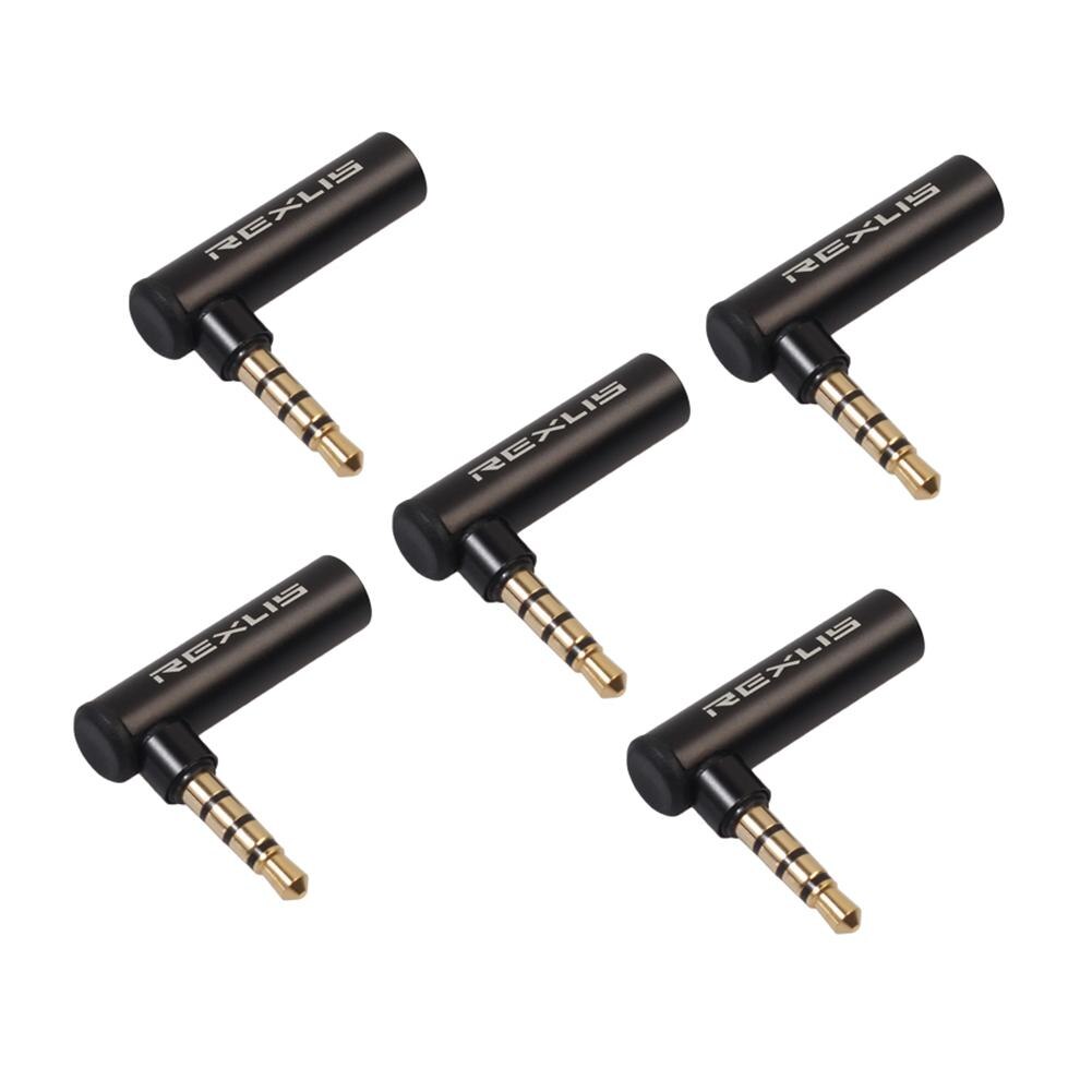 Placcato in oro 3.5mm maschio a femmina 90 gradi adattatore ad angolo retto Audio microfono Jack connettore Stereo per telefoni cellulari