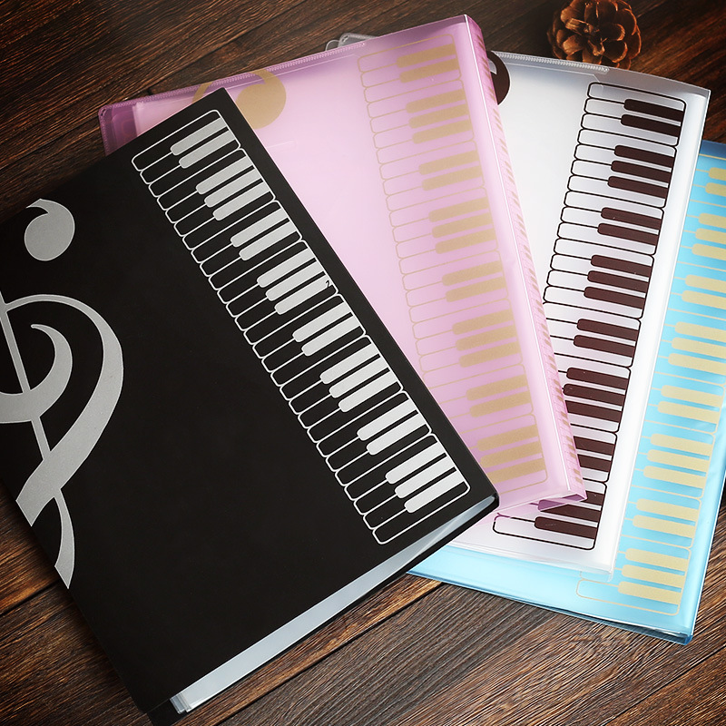 Elegante Kinderen A4 Note Muziek Map Map Piano Personeel Manuscript Collection 80 Pagina &#39;S Kan Worden Ingevoegd In Pocket Clip: WHITE