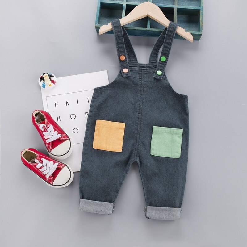 Herfst Jongens Jarretel Broek Patchwork Kinderen Cowboy Overalls Kan Open Kruis Voor Jongen Meisjes Algehele Baby 'S Broek