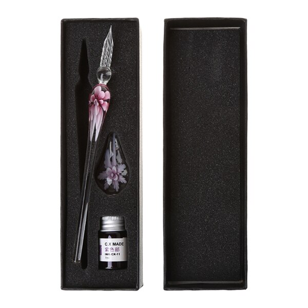 Vintage Handmade Art Crystal Glass Dip Pen Sign Ink Pens 090F: PK1