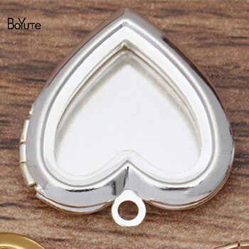 BoYuTe (10 Pieces/Lot) 20MM Metal Brass Hollow Out Heart Locket Photo Locket Charms Pendant Diy: Silver Plated