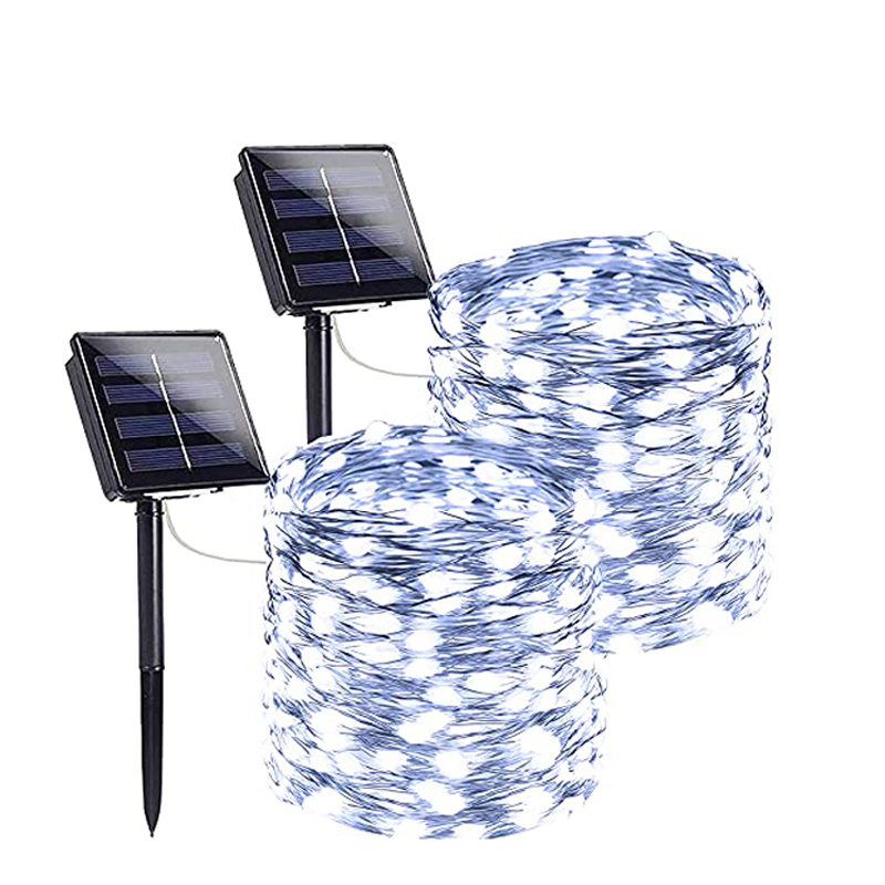 Guirnalda de luces solares para exteriores, luces de hadas impermeables para jardín con 8 modos de iluminación para Patio, árboles, decoración de de Navidad y boda: Rojo / 0,5 W